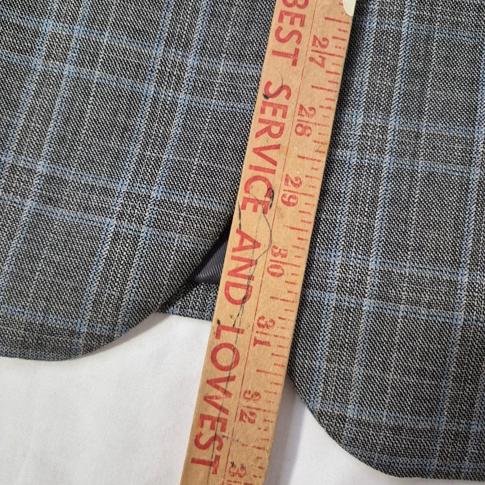 Pronto Uomo Platinum Blazer Mens 38R Gray Plaid Wool Blend Two Button Sport Coat
